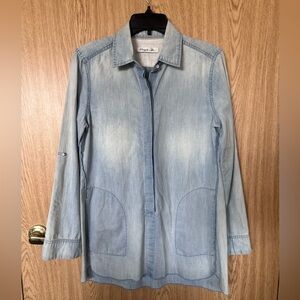 Christopher Blue Cotton Denim Button Up Loose Fit Shirt Women’s S/M